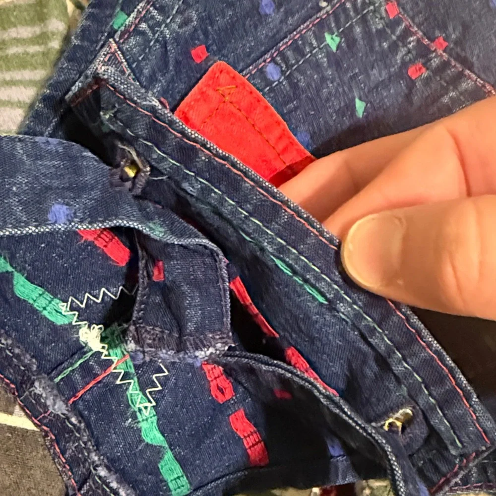 Oshkosh B’Gosh Baby Vintage Vestbak Embroidered Overalls Red Blue 18 Months